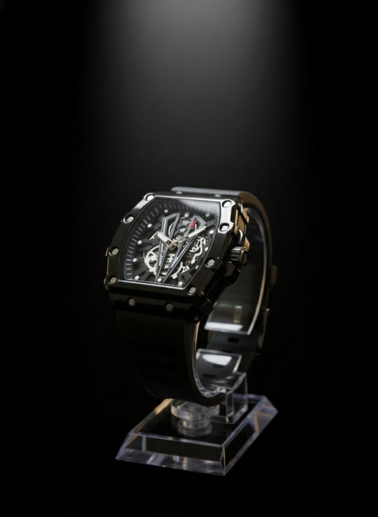 Black Skeleton Luxury Automatic Watch